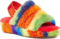 UGG Women's Fluff Yeah Slide Cali Collage -Best Shoe Store ugg womens fluff yeah slide cali collage rainbow stripes 1120002 rstr 40335.1622215281